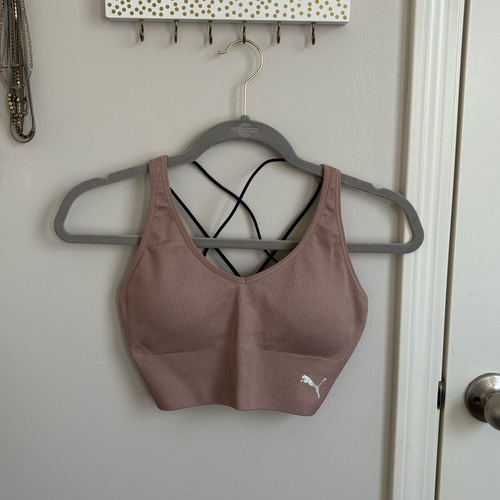 Puma Mauve Sports Bra with Strappy Back